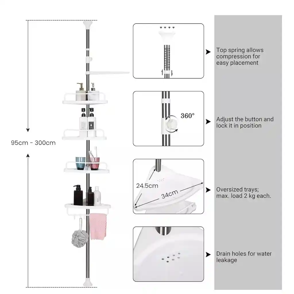 Estante Esquinero De Ducha 4 Niveles - Organizador De Baño