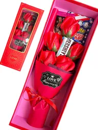 Regalo Especial Ramo De Rosas Rojas Aromatizadas Con Chocolatina Bayelis Mont Blanc- Amigo Secreto - Amor Y Amistad