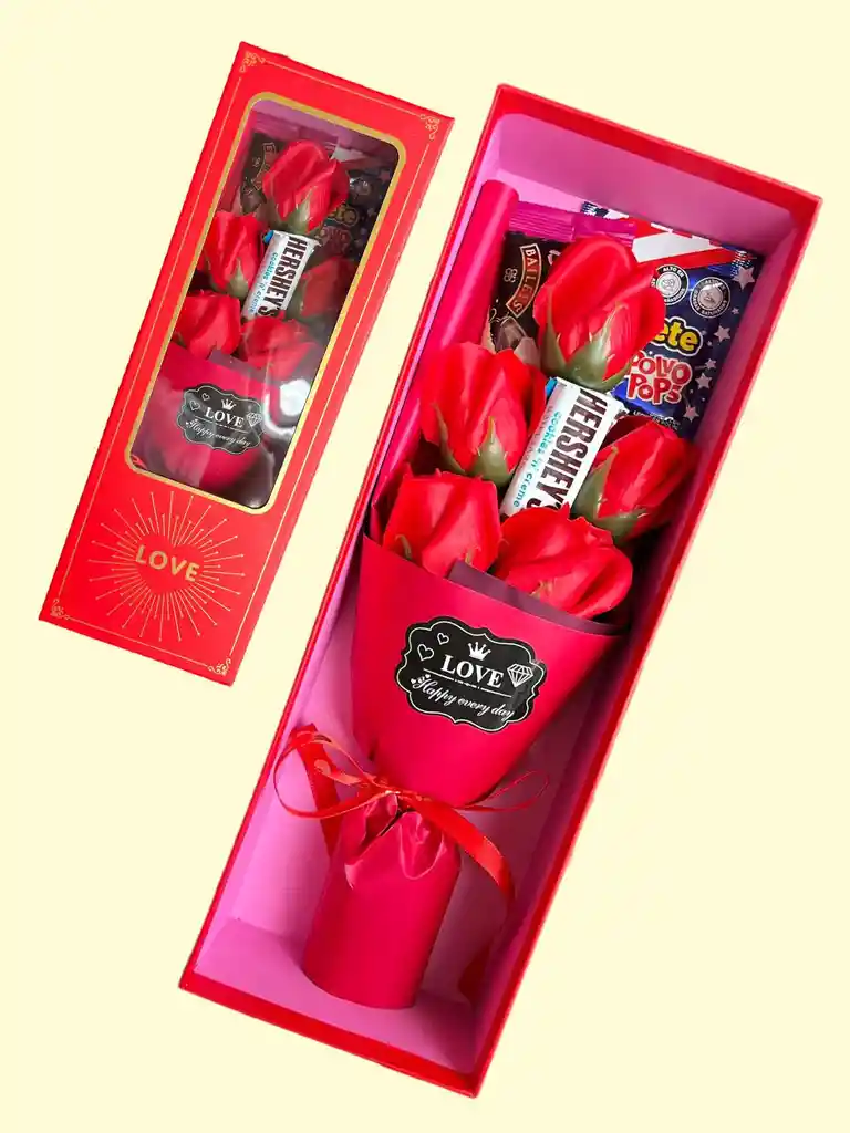 Regalo Especial Ramo De Rosas Rojas Aromatizadas Con Chocolatina Bayelis Mont Blanc- Amigo Secreto - Amor Y Amistad