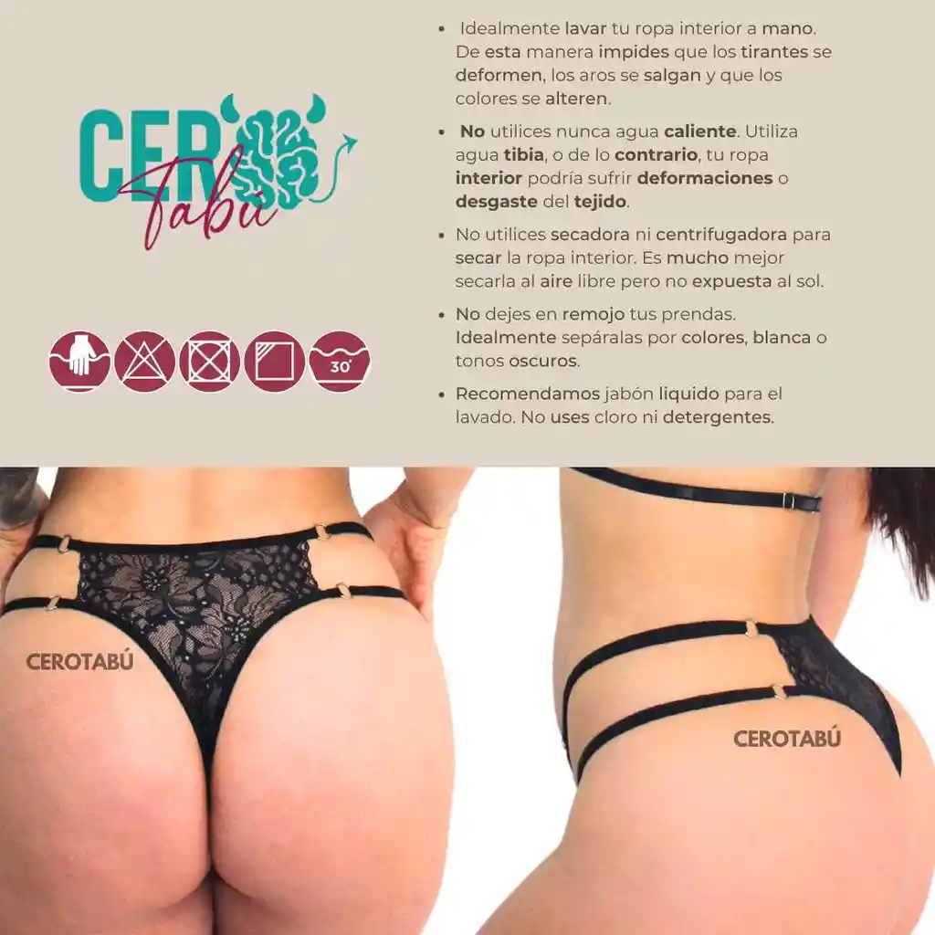 X3 Unds Tanga Brasilera Panty Encaje Sesgo Lencería Ropa Interior