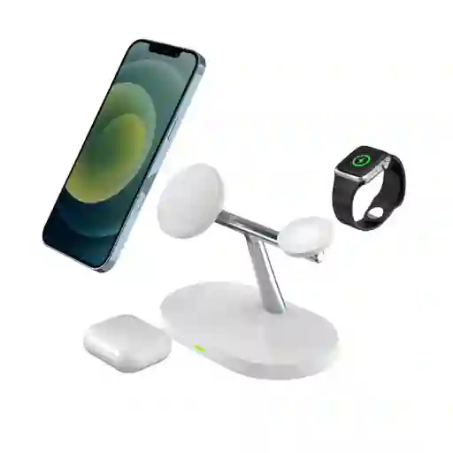 Cargador Inalambrico Magnetico 3 En 1 Para Iphone Apple Watch Y Airpods - Blanco