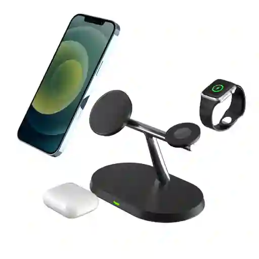 Cargador Inalambrico Magnetico 3 En 1 Para Iphone Apple Watch Y Airpods - Negro