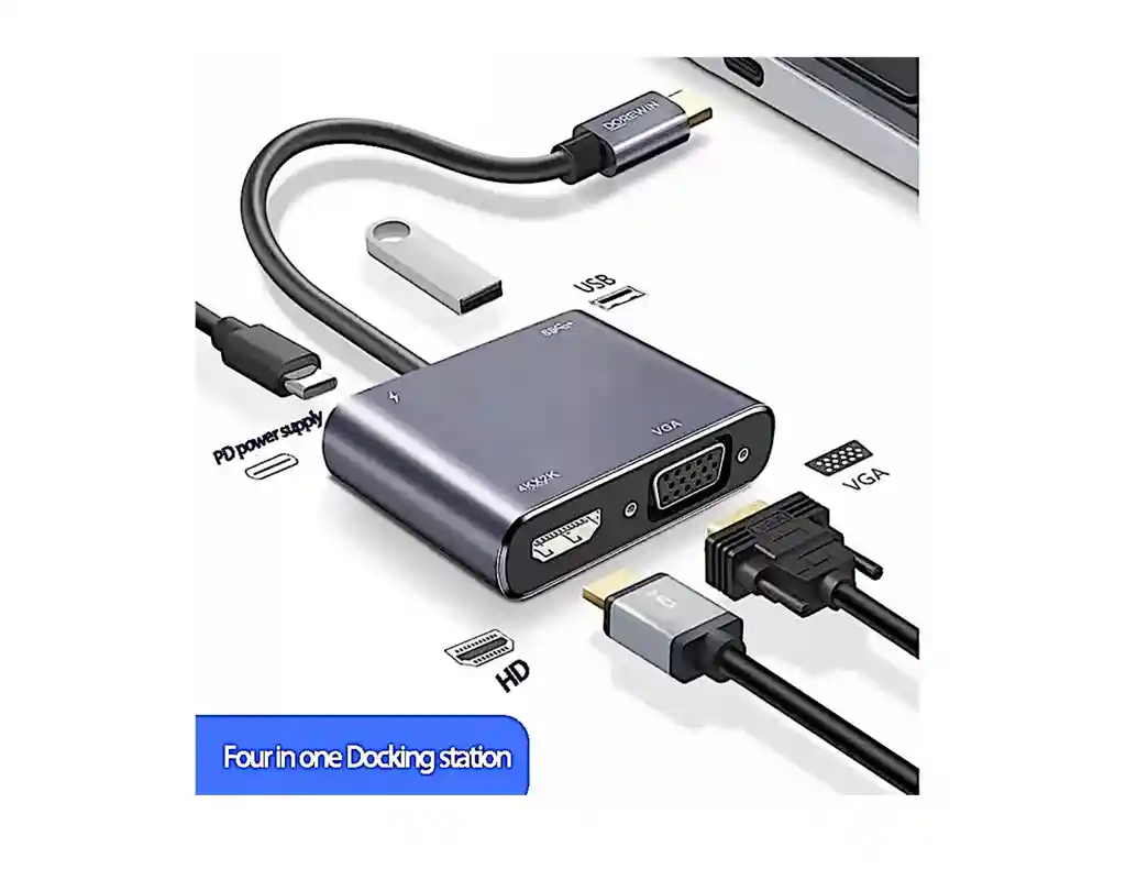 Hub Adaptador Tipo C Usb-c A Hmi Vga Usb 3.0 4 En 1