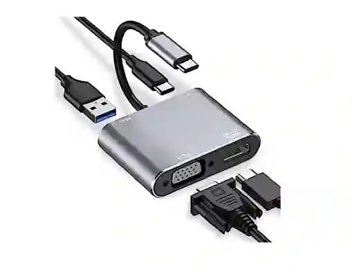 Hub Adaptador Tipo C Usb-c A Hmi Vga Usb 3.0 4 En 1