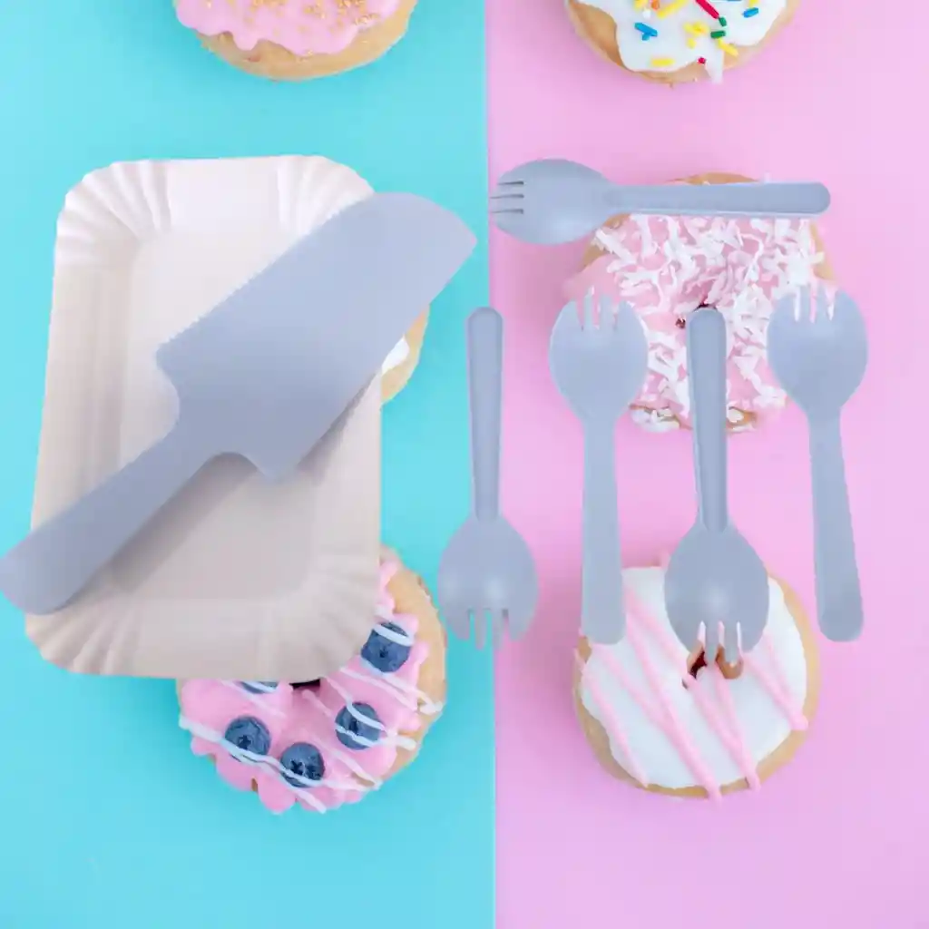 Set Mini De Cubiertos Y Platos Pastel, Oficina Cumpleaños Az