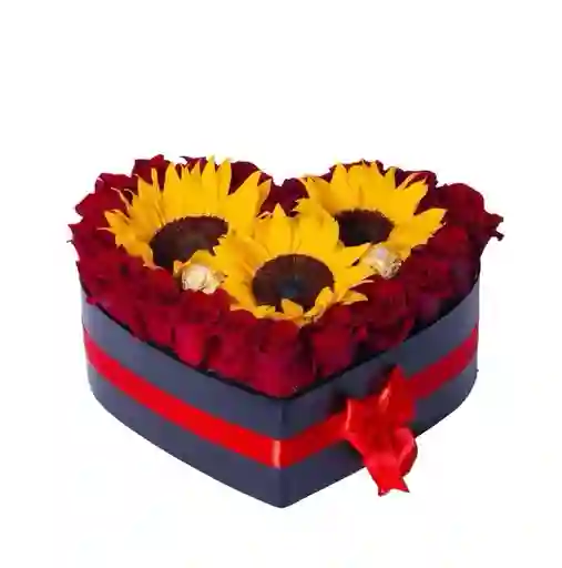 Corazon En Rosas Y Girasoles