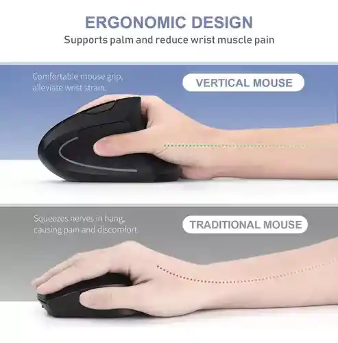 Mouse Inalambrico Recargable Vertical / Ergonomico D5 Yelandar