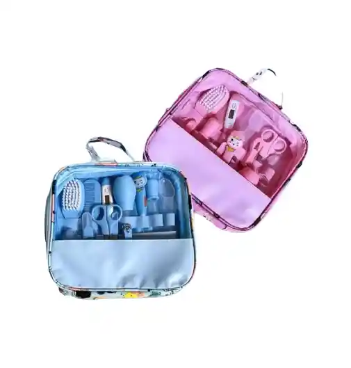 Kit De Higiene Cuidado Para Bebe 12 Pzas + Estuche Rosado