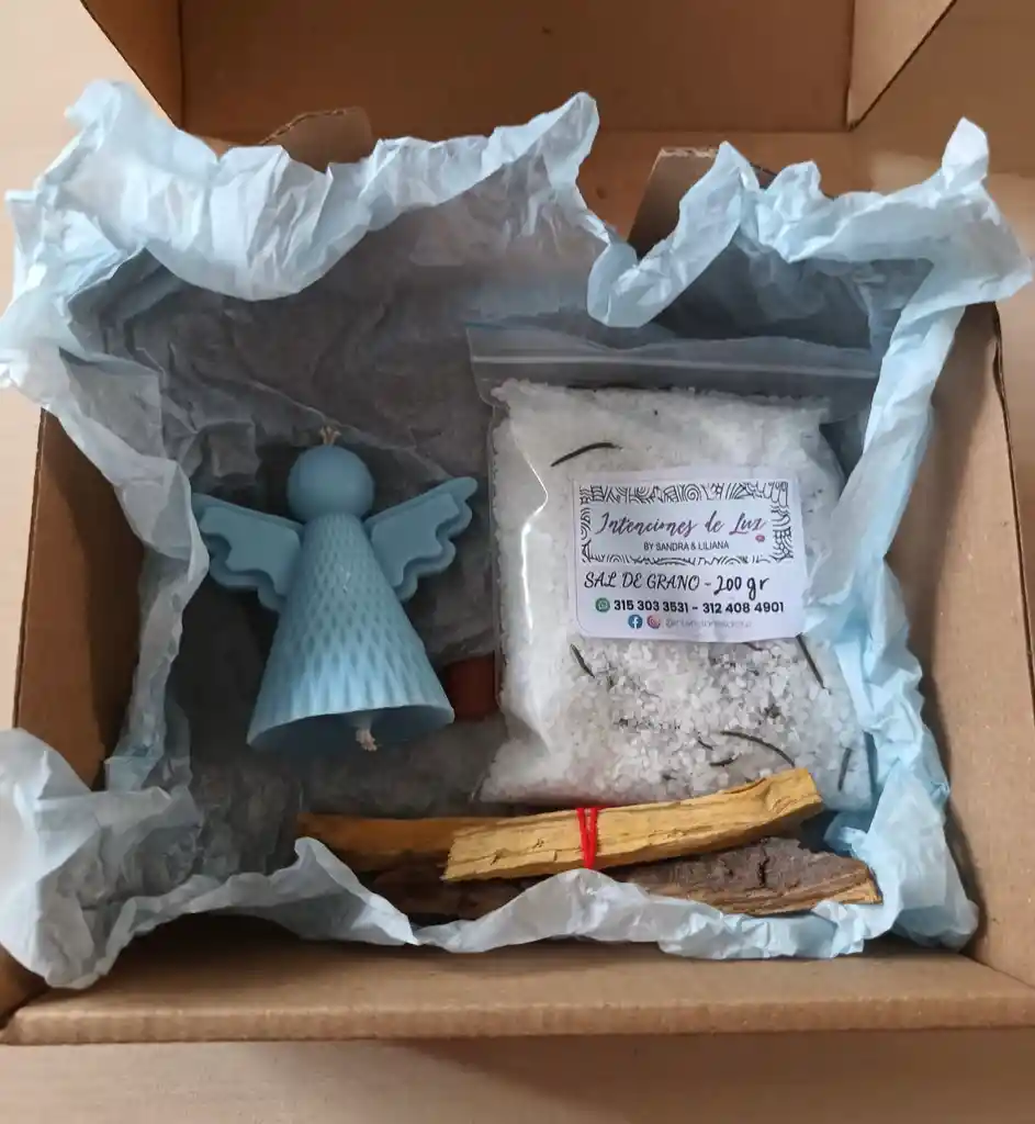 Kit Regalo: Armoniza Con Los 4 Elementos De La Mano De Los Arcangeles (vela, Cuarzo, Palo Santo Y Sal Marina)