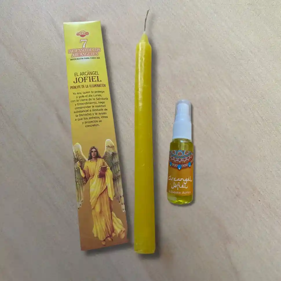 Kit: Conecta Con Los Arcangeles (vela, Incienso Y Activador Aurico)