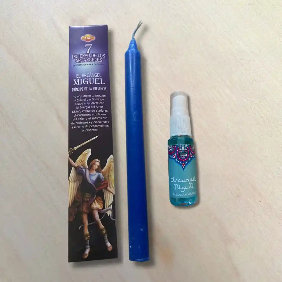Kit: Conecta Con Los Arcangeles (vela, Incienso Y Activador Aurico)