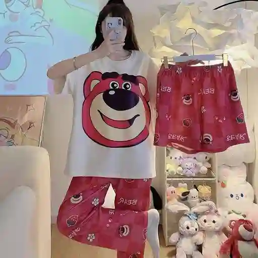 Pijama Tres Piezas Lotso Talla Única (camiseta + Pantalón + Short)