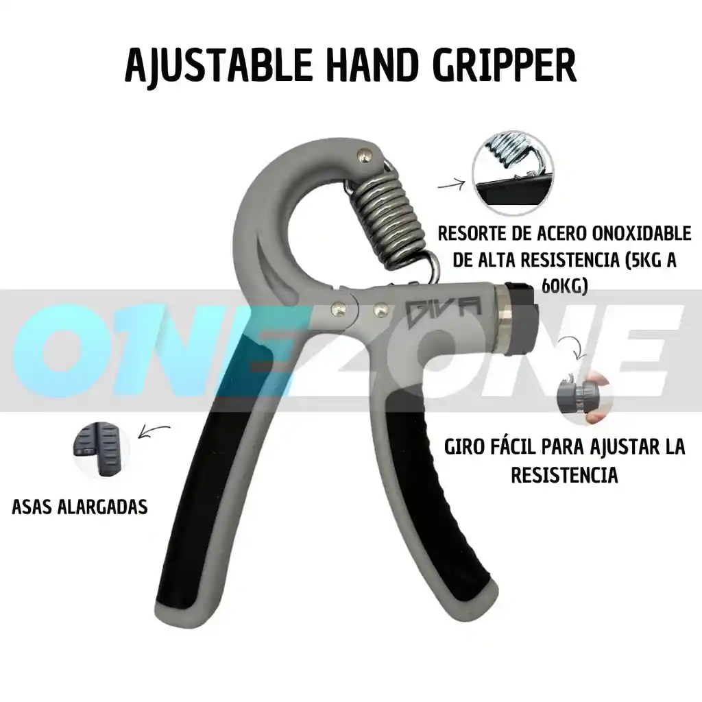 Ejercitador Gvs Ajustable Hand Grip-h154 X2unidades/ Gris