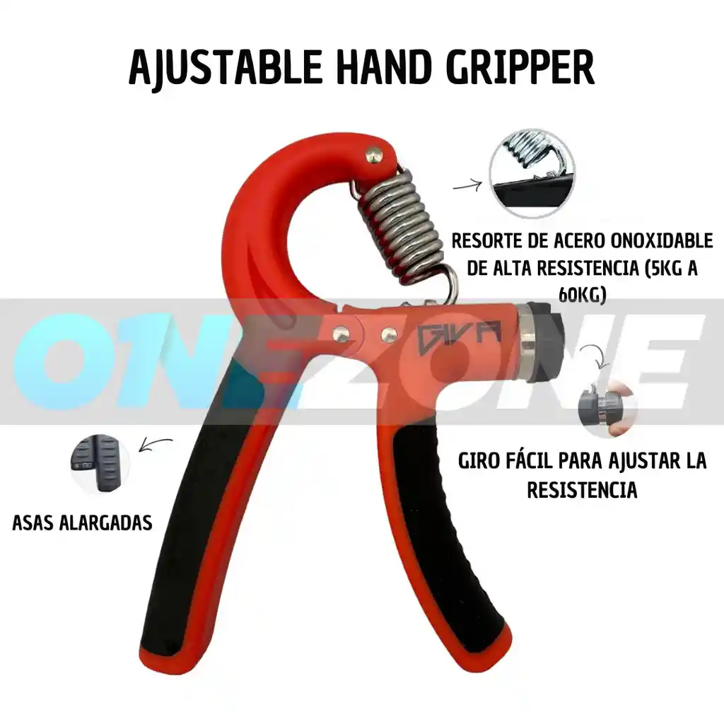 Ejercitador Gvs Ajustable Hand Grip-h154 X2unidades/ Rojo