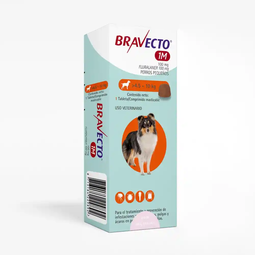 Bravecto 100mg De 1 Mes Para Perro De 4.5 A 10 Kg