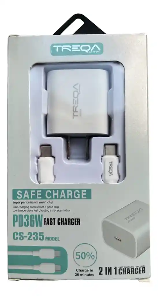 Cargador 36w Puerto Usb Tipo C A Cable Usb Tipo C 1.0 Mts.