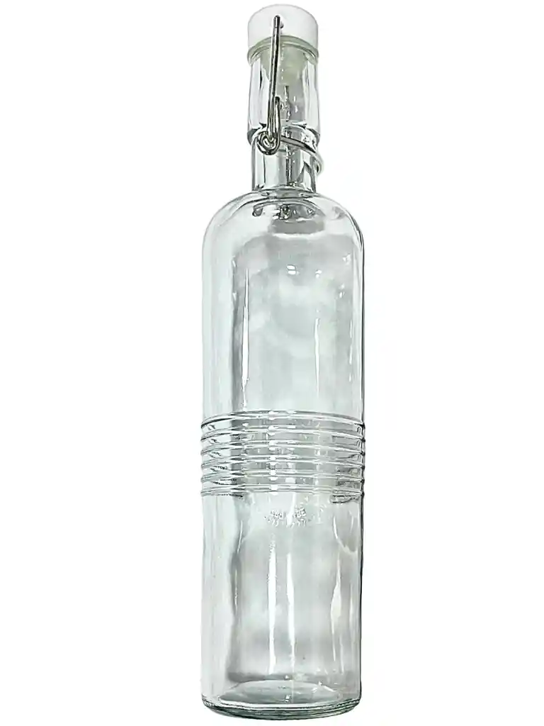 Botella De Vidrio Transparente Diseño Liso Con Rayas Old Fashioned 750ml