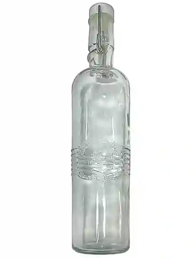 Botella De Vidrio Transparente Diseño Liso Con Rayas Old Fashioned 750ml