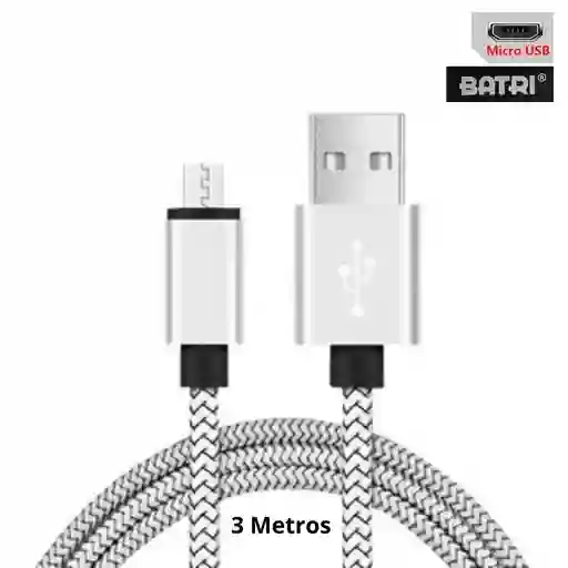 Cable Acordonado Usb A V8 3a Alta Calidad Batri 3 Metros Cu02