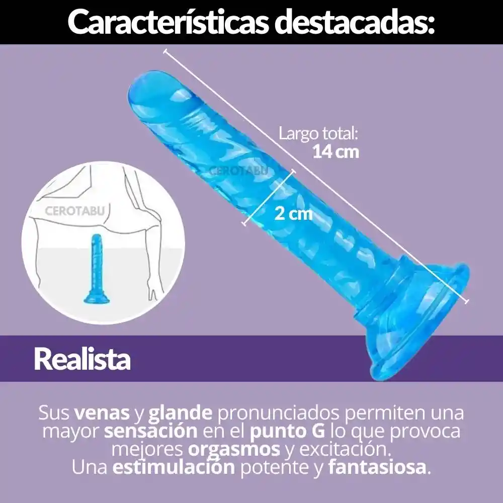 Dildo Consolador Relista 15cm + Lubricante + Potenciador X4