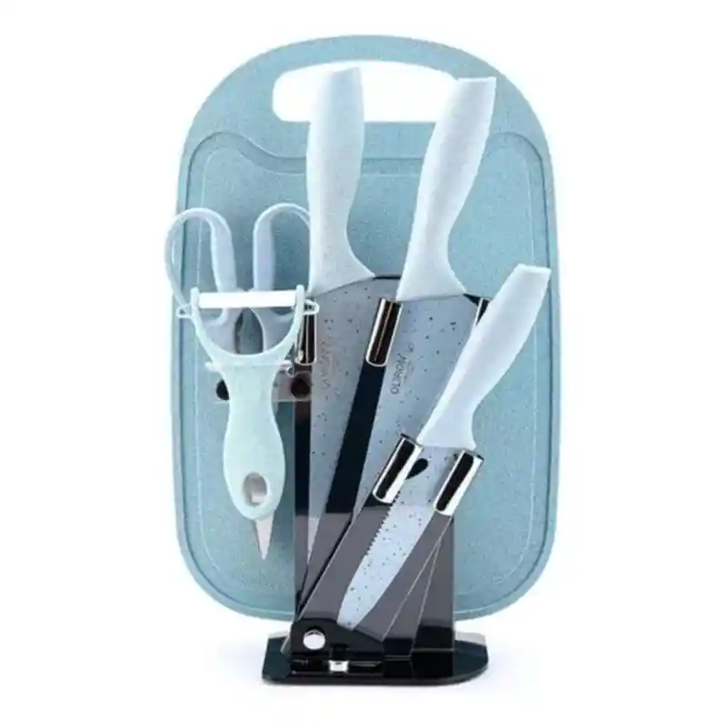 Set De Cuchillos X7 Con Tabla De Picar