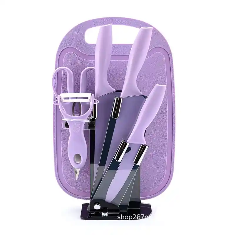 Set De Cuchillos X7 Con Tabla De Picar
