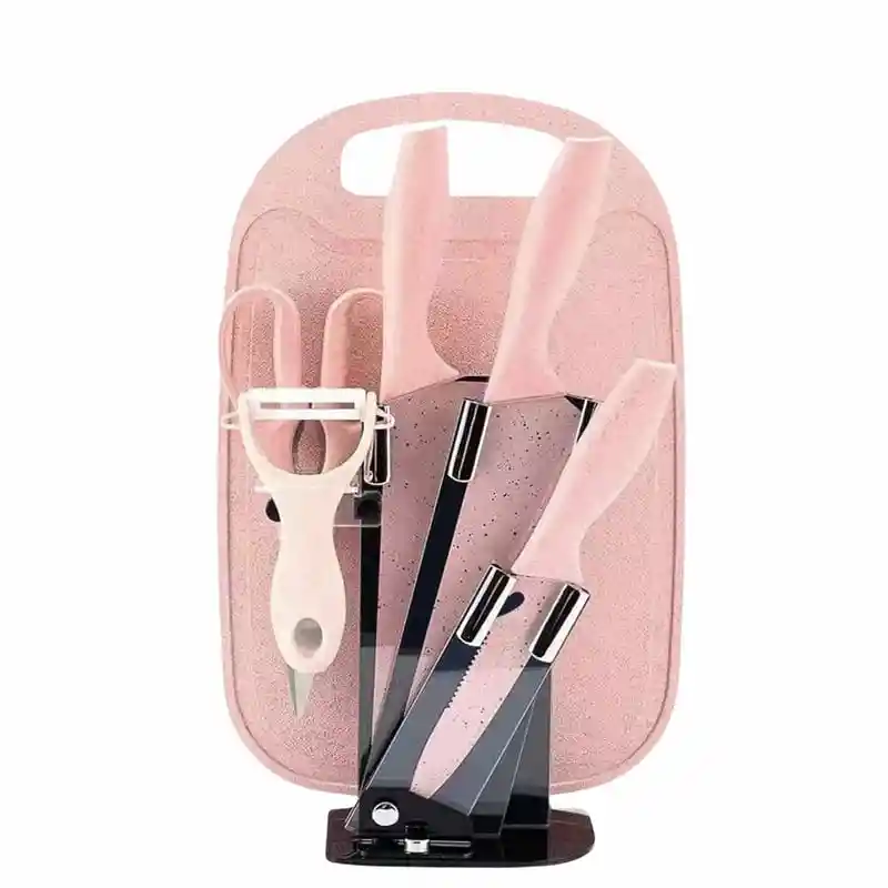 Set De Cuchillos X7 Con Tabla De Picar