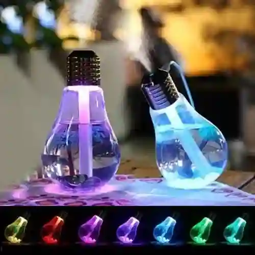 Humidificador Bombillo Difusor Aroma / Luz Led 7 Colores