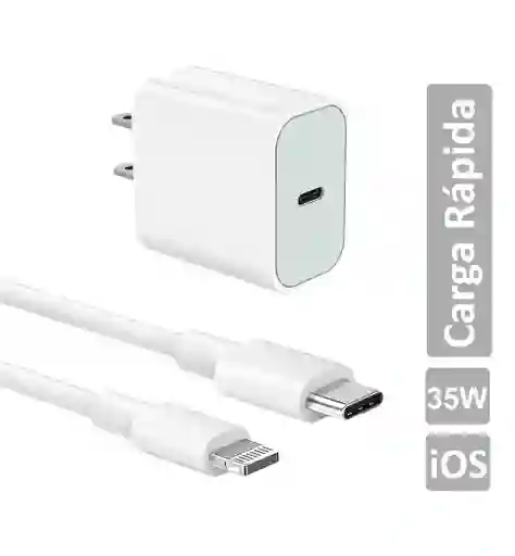 Cargador Iphone 35w + Cable De Datos Iphone Usb C Lightning Carga Rápida