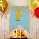 Banderin Feliz Cumpleaños Azul Claro Mate - Letras Doradas
