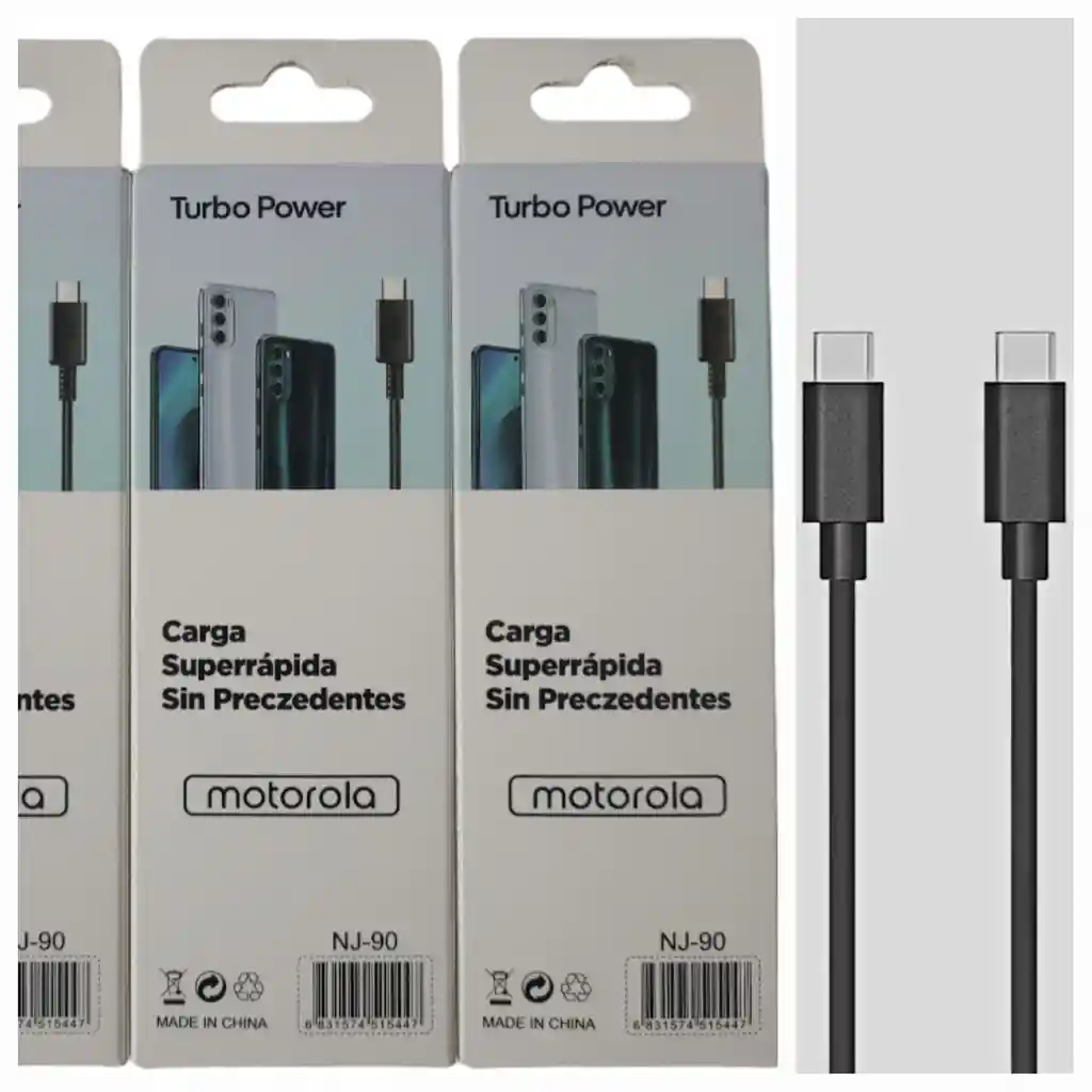 Cable Motorola Tipo C Carga Superrápida Usb-c A Tipo C