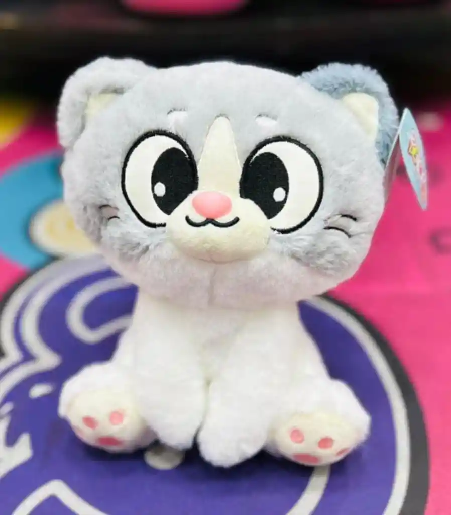 Regalo Juguete Peluche Mediano Gato Gris Bigotes