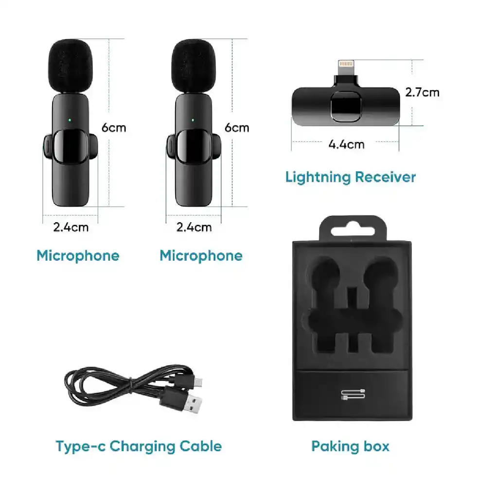 Microfono Inalambrico De Solapa X 2 Con Conector Lightning Tiktok Influencer Redes