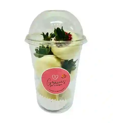 Vaso Fresas Con Chocolate Blanco X5