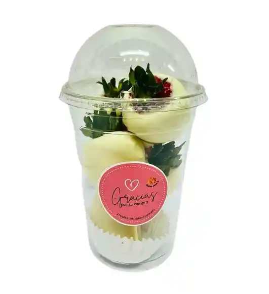 Vaso Fresas Con Chocolate Blanco X5