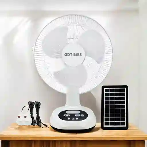 Abanico Ventilador Recargable De 12 Pulgadas Con Panel Solar