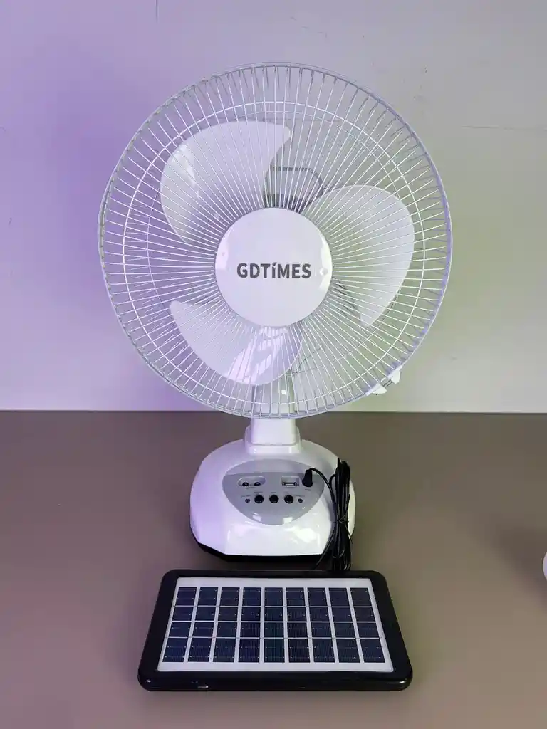 Abanico Ventilador Recargable De 12 Pulgadas Con Panel Solar