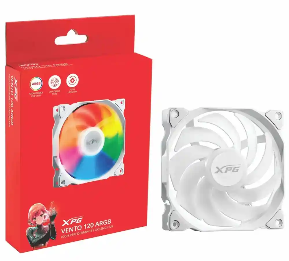 Fan Cooler (ventilador) Xpg Vento Argb / 1.200 Rpm / 60.000 Hrs. / 120 Mm.