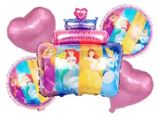 Bouquet Globo Bombas Princesas Disney 5 Unds