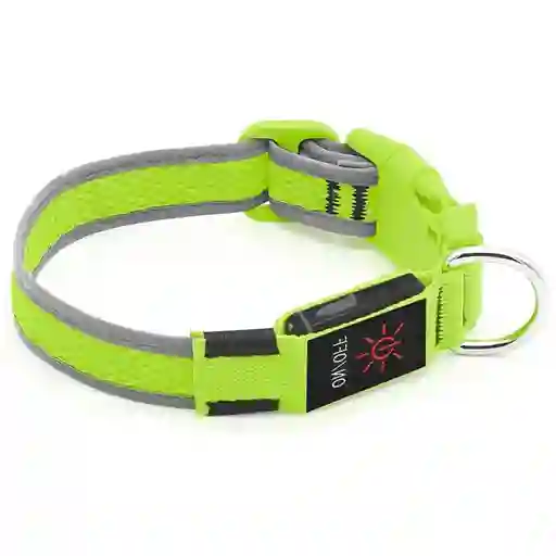 Collar Para Gato Perro Con Luz Led Ajustable Paseo Nocturno Talla:s Color: Verde