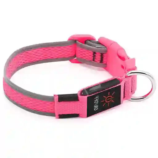 Collar Para Gato Perro Con Luz Led Ajustable Paseo Nocturno Talla: S Color : Rosado