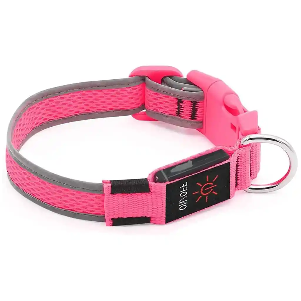 Collar Para Gato Perro Con Luz Led Ajustable Paseo Nocturno Talla: S Color : Rosado