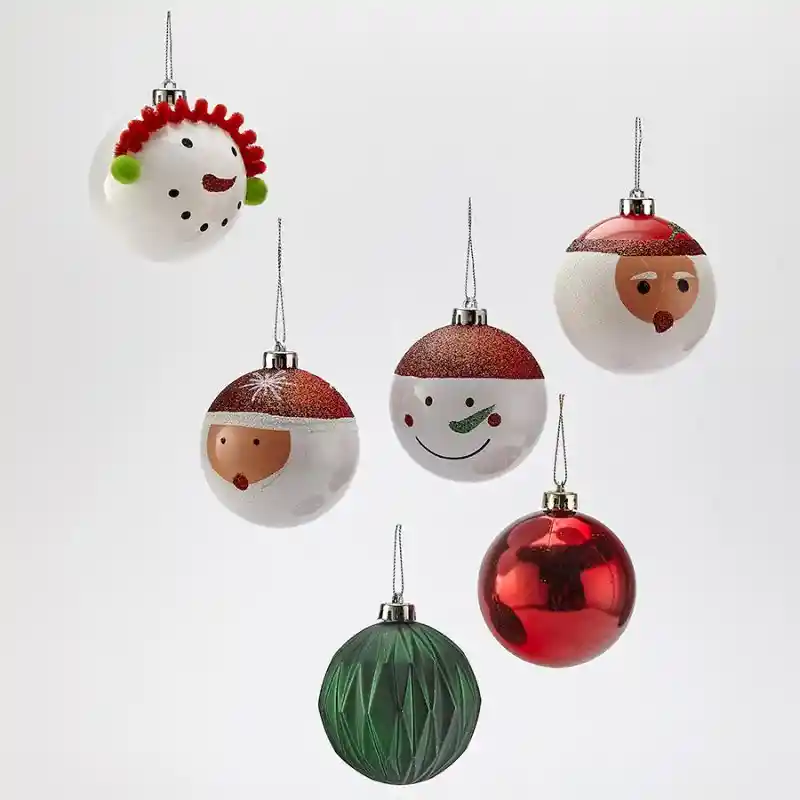 Set De 12 Piezas De Bolas Navideñas Expressions De 8cm