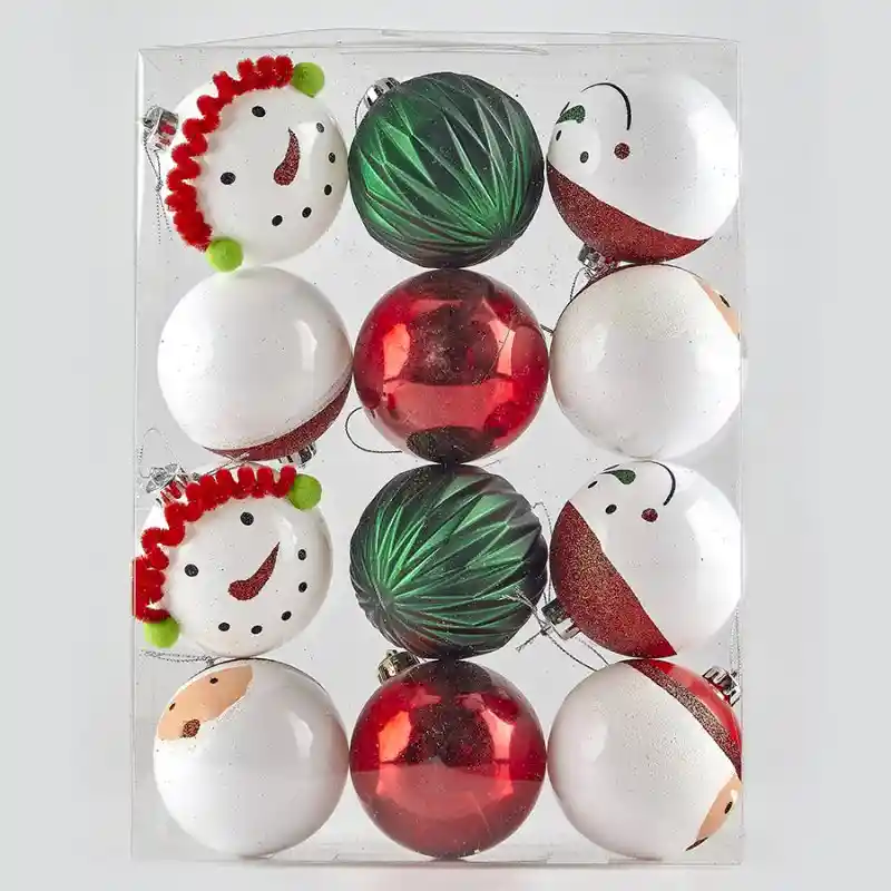 Set De 12 Piezas De Bolas Navideñas Expressions De 8cm