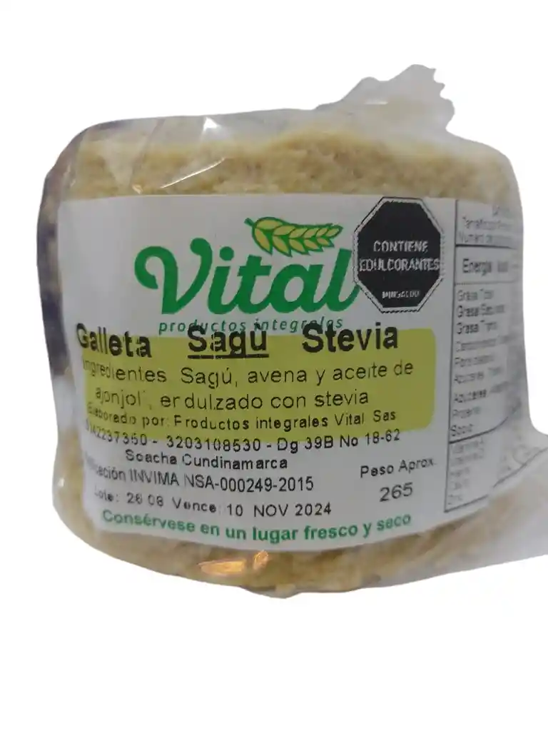 Galletas De Sagu Con Stevia X 5 Und Vital