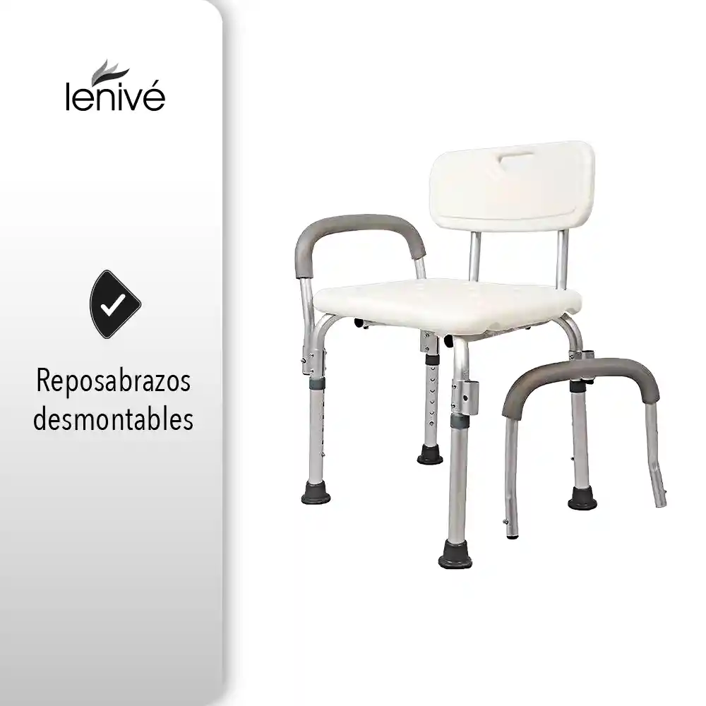 Silla De Baño Ducha Con Espaldar Y Poza Brazos Ajustable