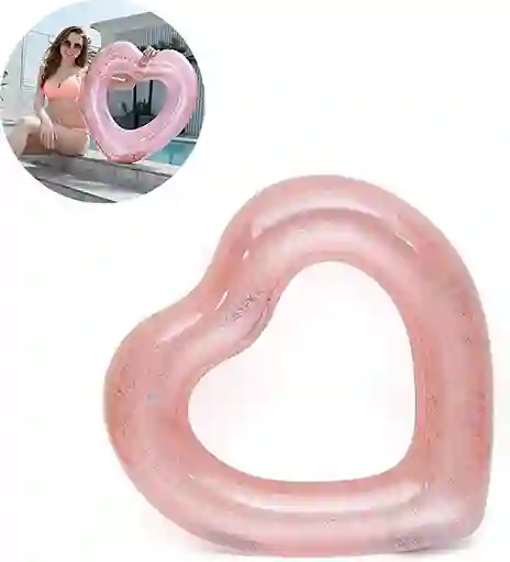 Flotador Inflable En Forma De Corazón Con Brillo