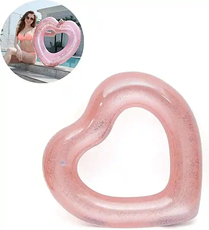 Flotador Inflable En Forma De Corazón Con Brillo