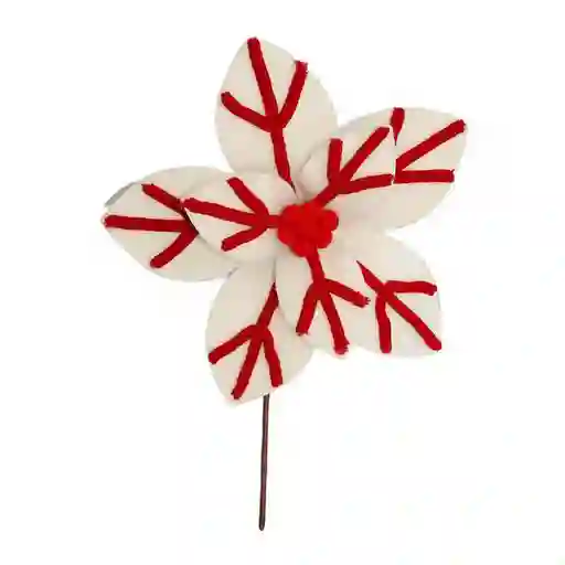 Flor Santini Poinsettia 28x6cm Blanco- Rojo