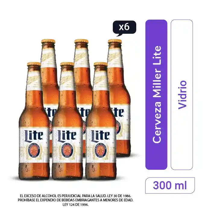 Miller Lite Cerveza 300ml Six Pack